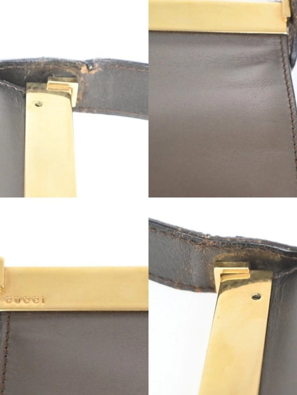 GUCCI Logo Shoulder Hand Bag Leather 001 2058 Brown GHW Italy 62YH897 - Picture 16 of 16
